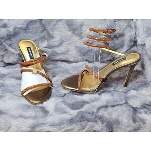 NWB Nine West Maskil 2 Ankle Wrap Stiletto Heeled Sandals sz 6.5